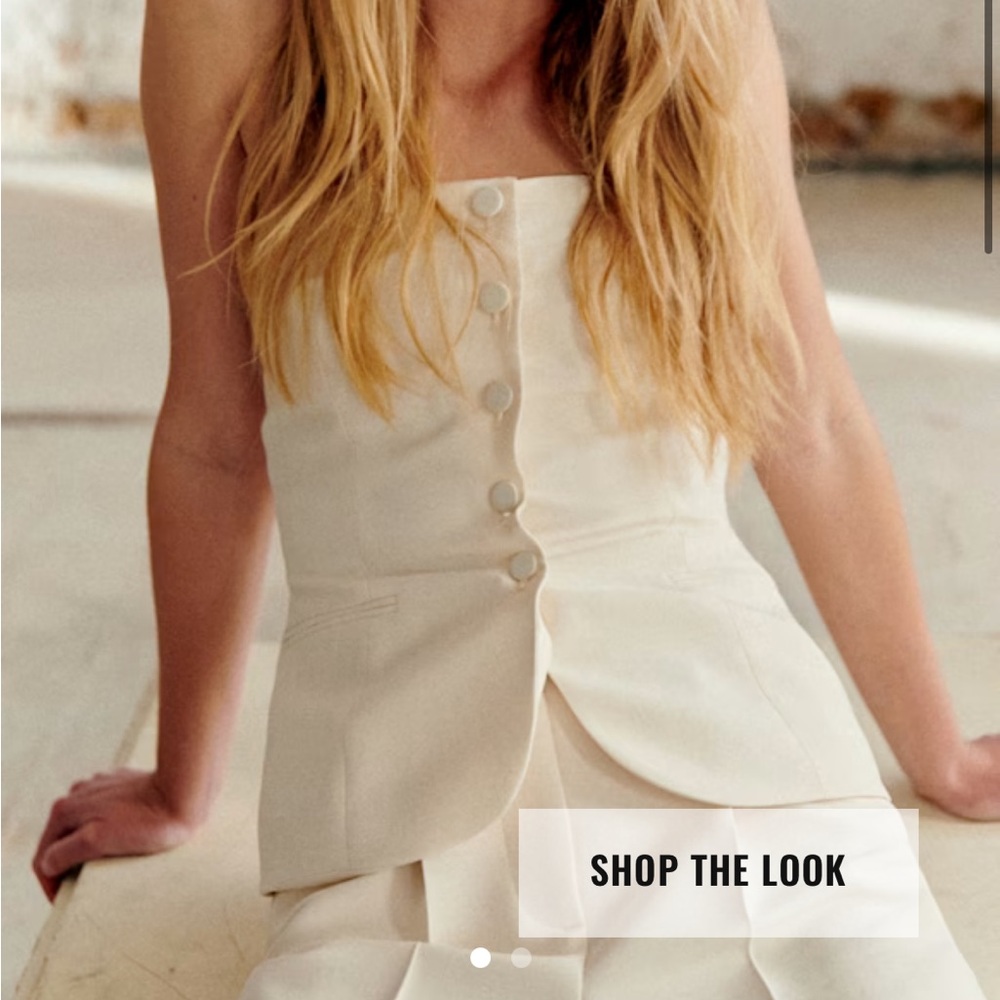 Sezane Cream Blouse Sleeveless, US4